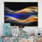 Designart - 3D Gold Blue Wave Design - Abstract Framed Canvas art print